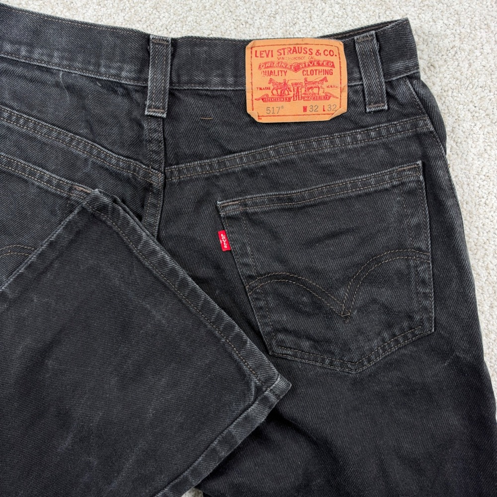 Levi 517 Jeans Mens 32x32 Black Bootcut Faded Denim 100% Cotton